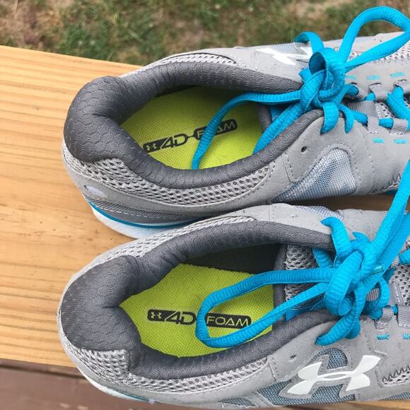 Under Armour 4D Foam Blue Gray Athletic Sneakers - Picture 4 of 7